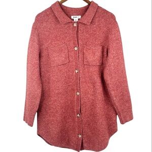 William Rast Wool Blend Rust Tone Two Pocket Full Button Down Cardigan Jacket L